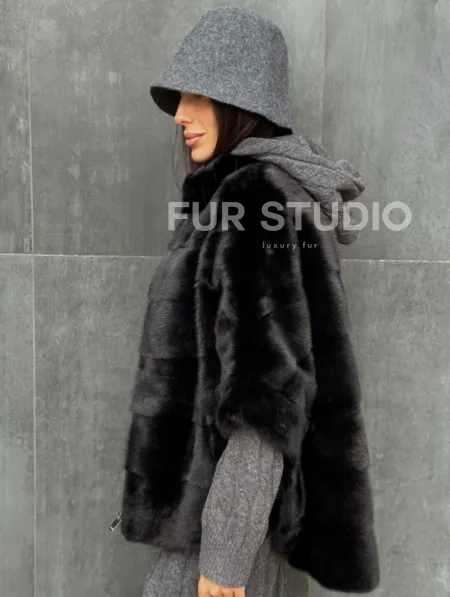 Черная норковая кофта - фото 4