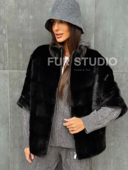 Черная норковая кофта - фото 1