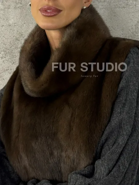 Манишка норковая - цвет соболь - фото 1