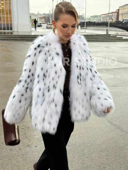 Шуба укороченная из арктической лисы под рысь - фото 12