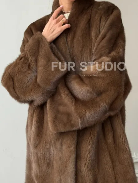 Полушубок из норки - цвет соболь - фото 2