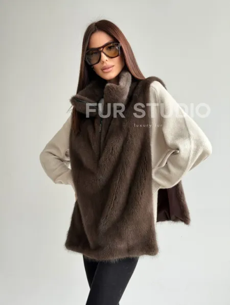 Женская меховая манишка - мех норка - фото 12