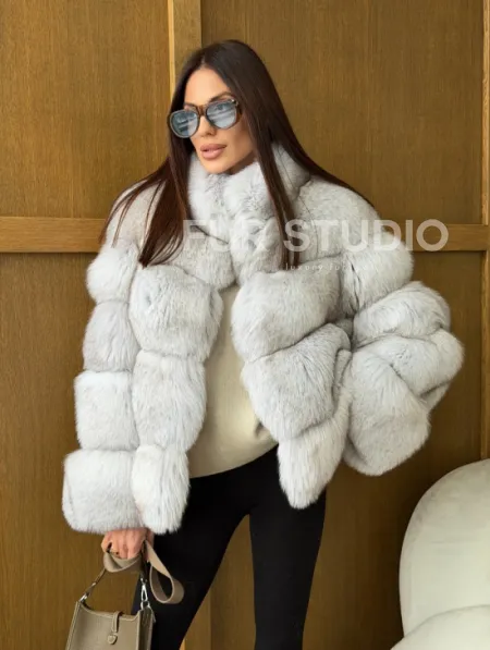 Шуба из натурального песца - стойка воротник - фото 7