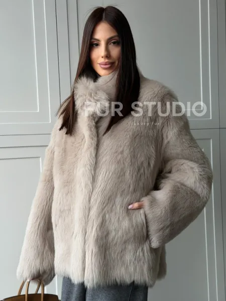 Бежевая дубленка из тосканы - фото 0