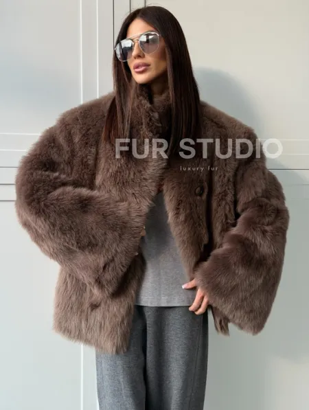 Дубленка из тосканы цвет taupe - фото 6