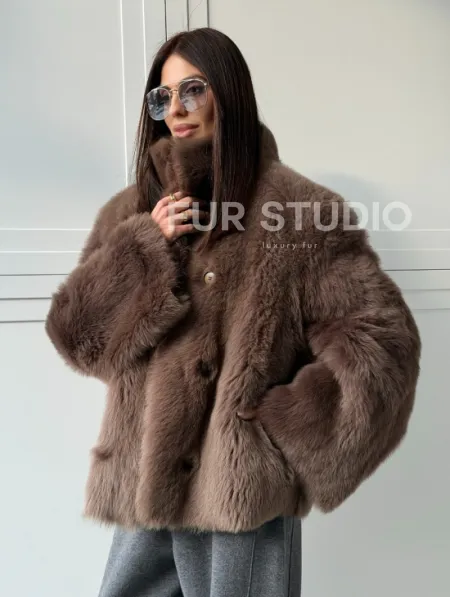 Дубленка из тосканы цвет taupe - фото 8