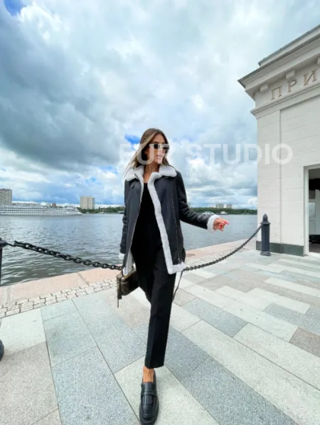 Черный авиатор на белой овчине - фото 2