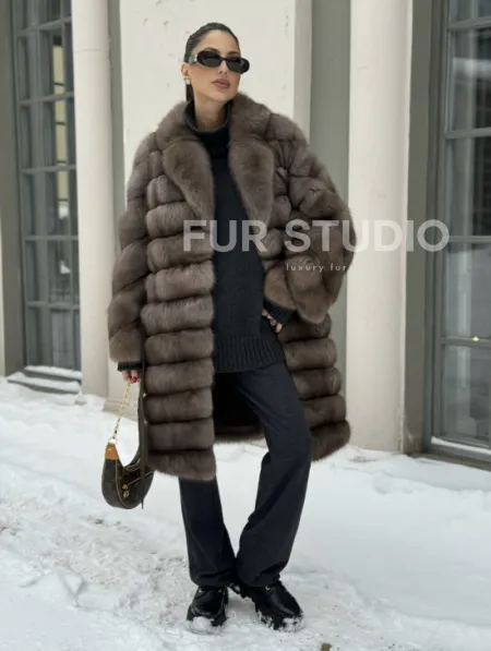 Шуба из меха соболя цвет Тортор  седина 1/2 - фото 3
