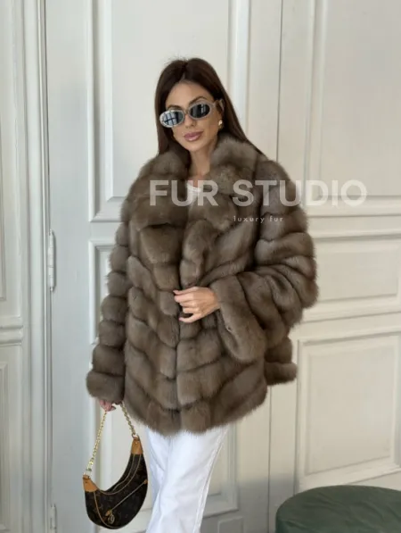 Шуба из куницы воротник английский - фото 7