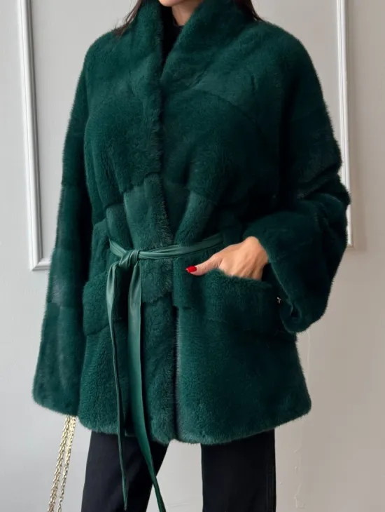 Норковый полушубок из плюшевой норки 