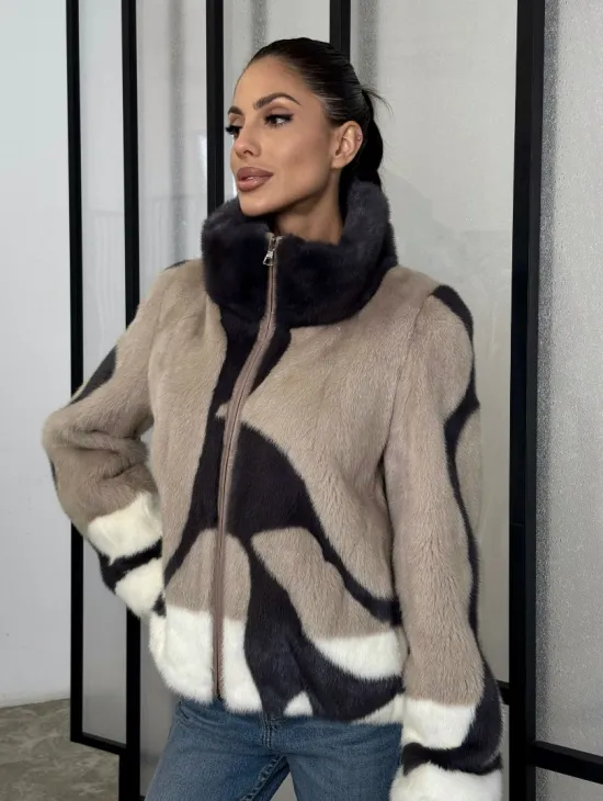 Норковая шуба - бомбер на молнии - фото 8