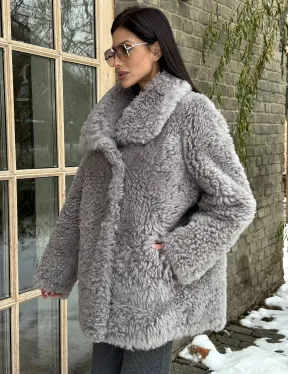 Короткая шубка - дублёнка из овчины - фото 4