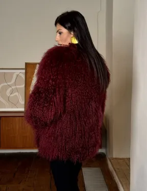 Шуба из меха ламы цвет Burgundy - фото 4