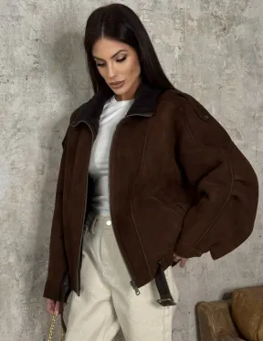 Дубленка - бомбер на молнии из овчины MERINO - фото 2