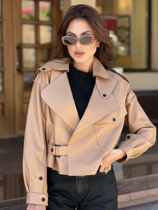 Популярная косуха в сливочной гладкой коже - фото 0