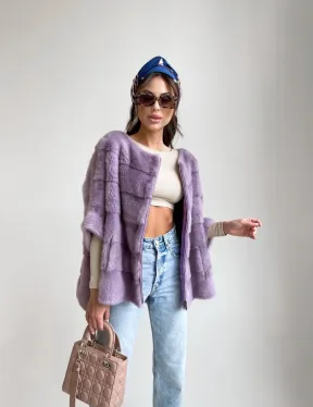 Свитер из меха норки в лавандовом оттенке - фото 2