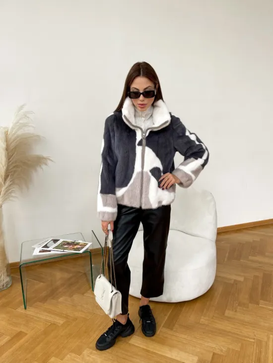 Модная норковая куртка на молнии - фото 5