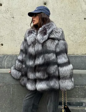 Шуба из чернобурки воротник стойка - фото 13