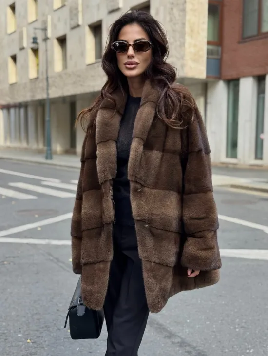 Шуба норковая коричневая - фото 3