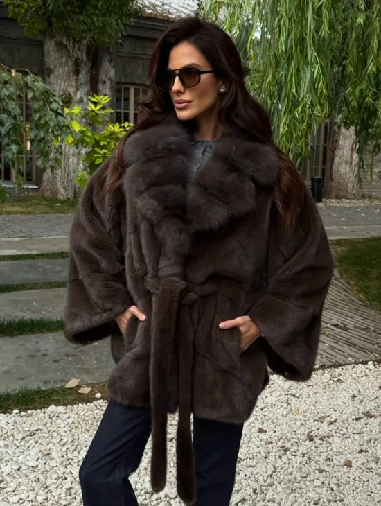 Шуба автоледи норковая - цвет коричневый - фото 8
