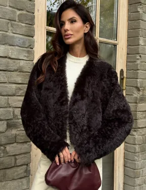 Укороченная шуба из овчины калган - фото 0