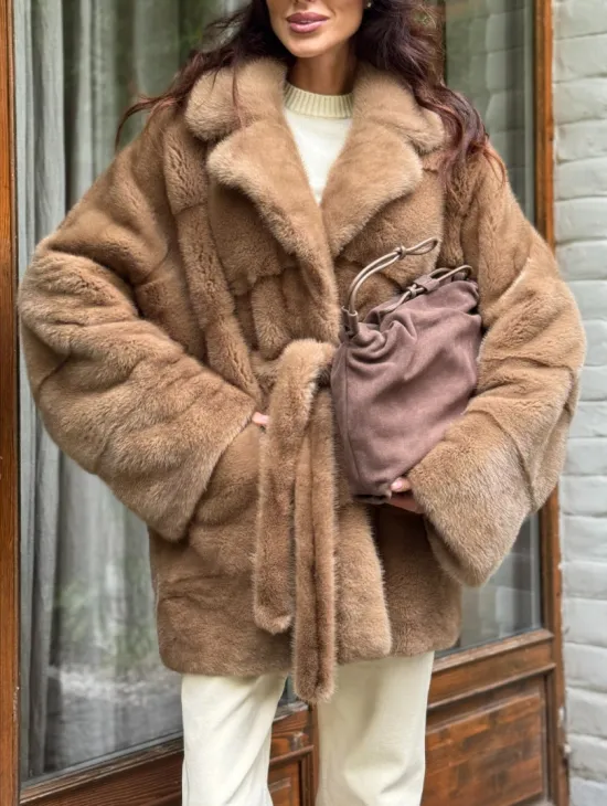 Полушубок норковый (бежевый) - фото 2