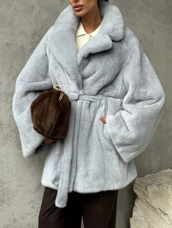 Полушубок из голубой норки - фото 1