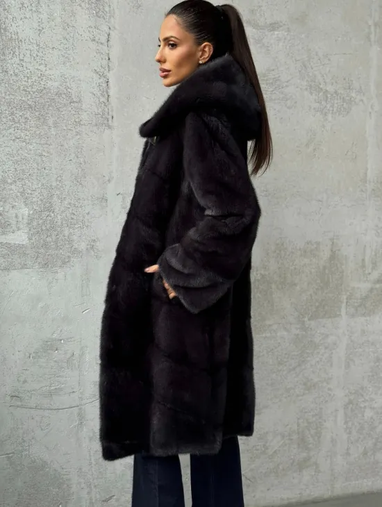 Норковая женская шуба с капюшоном - фото 2