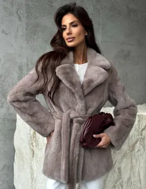 Норковая шуба - жакет с поясом - фото 0