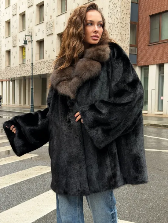 Норковая шуба - воротник куница - фото 4