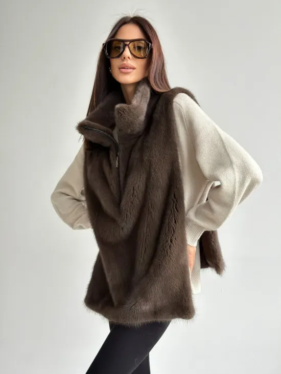 Женская меховая манишка - мех норка - фото 6