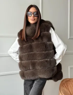 Меховая манишка под соболь из песца - фото 10