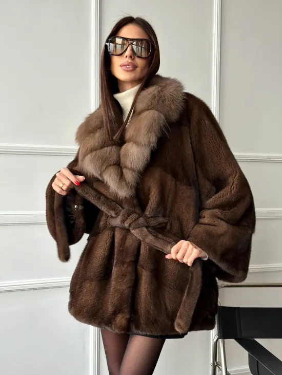 Полушубок автоледи норковый - воротник куница - фото 10