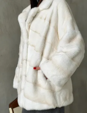 Полушубок норковый в цвете паломино - фото 3