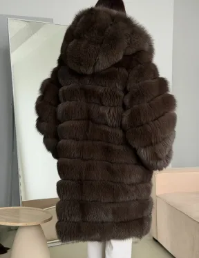 Шуба из песца с капюшоном - фото 3