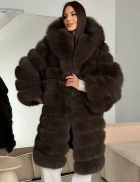 Шуба из песца с капюшоном - фото 6