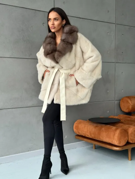 Норковая шуба - куртка с мехом куницы - фото 6