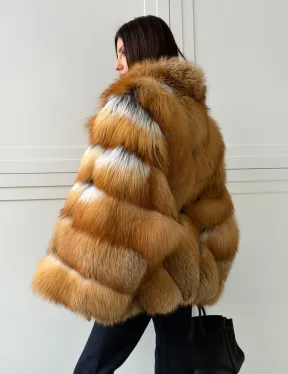 Шуба из лисы огневки - оверсайз - фото 11