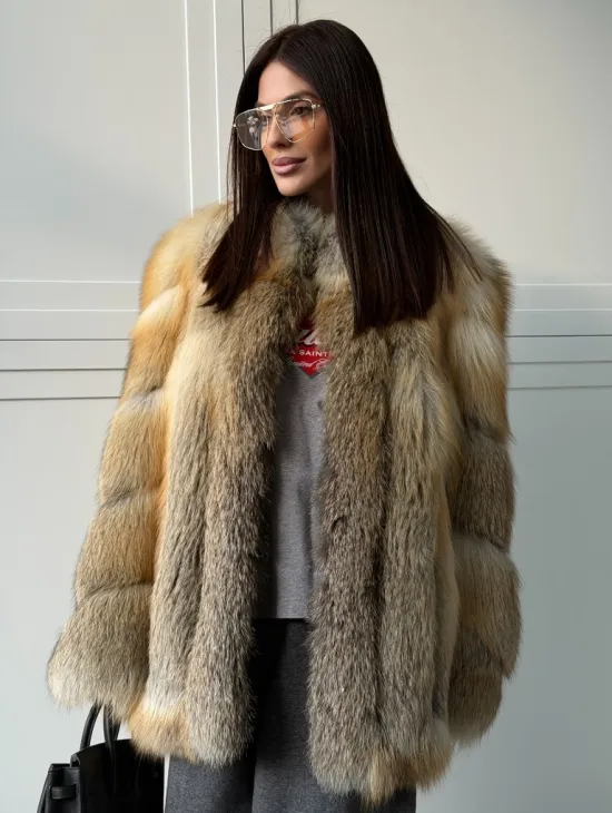 Полушубок из лисы - рукава косички - фото 7