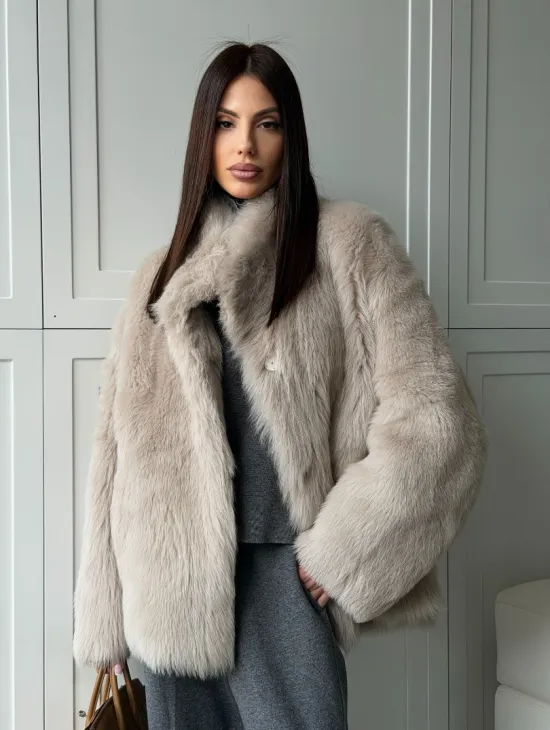 Бежевая дубленка из тосканы - фото 12