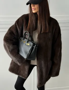 Куртка из норки с V - образным воротом - фото 3