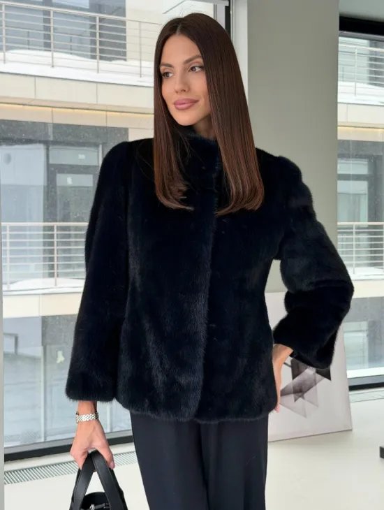 Укороченный норковый жакет - фото 0