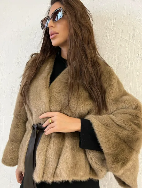 Болеро из меха норки цвет пастель - фото 2