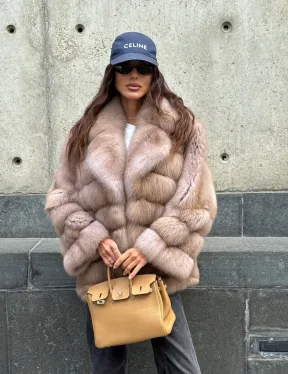 Шуба из меха куницы - цвет Tortora - фото 14