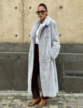 Голубая шуба из плюшевой норки “Velvet” - фото 8