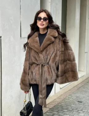 Шуба норковая автоледи - цвет соболь - фото 2