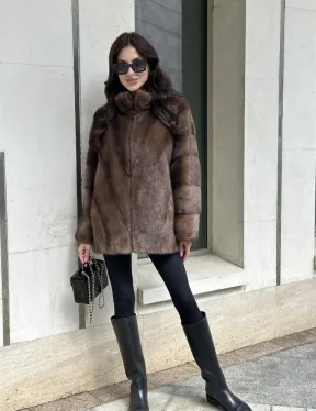 Норковая шуба в коричневом оттенке - Соболь - фото 9